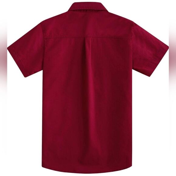 Spring & Gege Boys Preppy Formal Button Up Dress Shirt Burgundy Size Medium - Picture 9 of 11